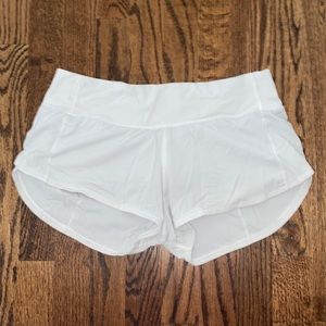 White lululemon speed up shorts size 4